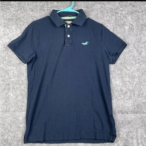 Hollister Polo Shirt Mens Medium Navy Blue Short Sleeve Stretch EpicFlex Preppy